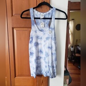 NWT PINK Victoria's Secret Light Blue White Tie-Dye Tank Top Sleepwear S